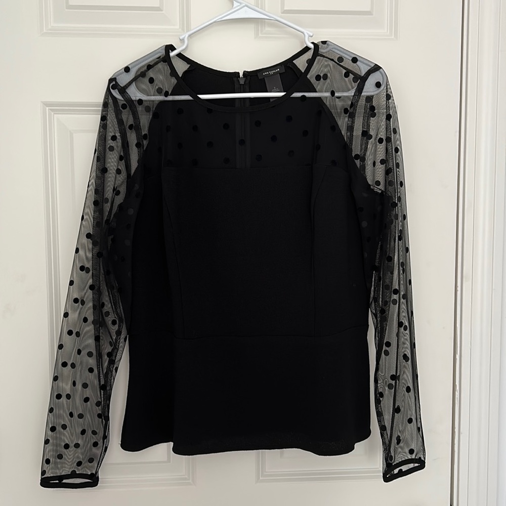 Black Ann Taylor peplum top